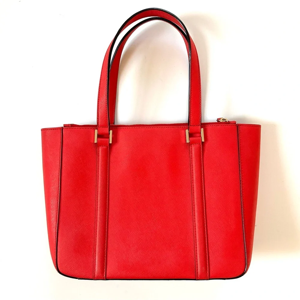 Kate Spade Geranium Cherry Red Saffiano Leather Newbury Lane Cadene Satchel Bag